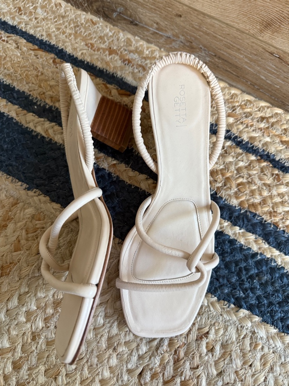 Rosetta Getty Beige Strappy Block Heel Sandals
